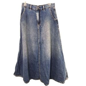 Vintage Stadivarius Denim Maxi Skirt Size Medium Full‎ Skirt Faded Grunge Hippie